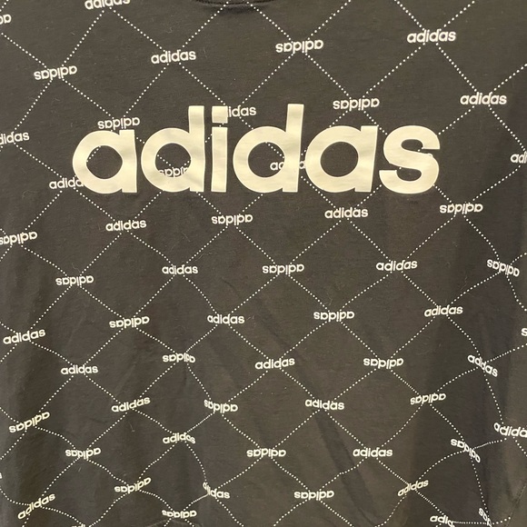 Adidas crop top! Adidas black & white logo crop top t shirt women’s size large! - Picture 3 of 4